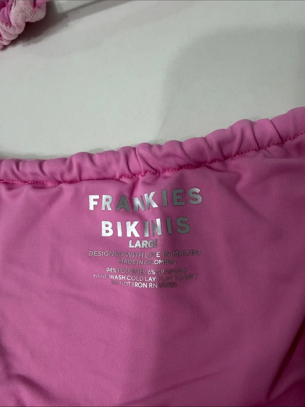 Frankies Bikinis Tia Terry Bikini Set in Pink Dye with Hibiscus Rhinestones  | L